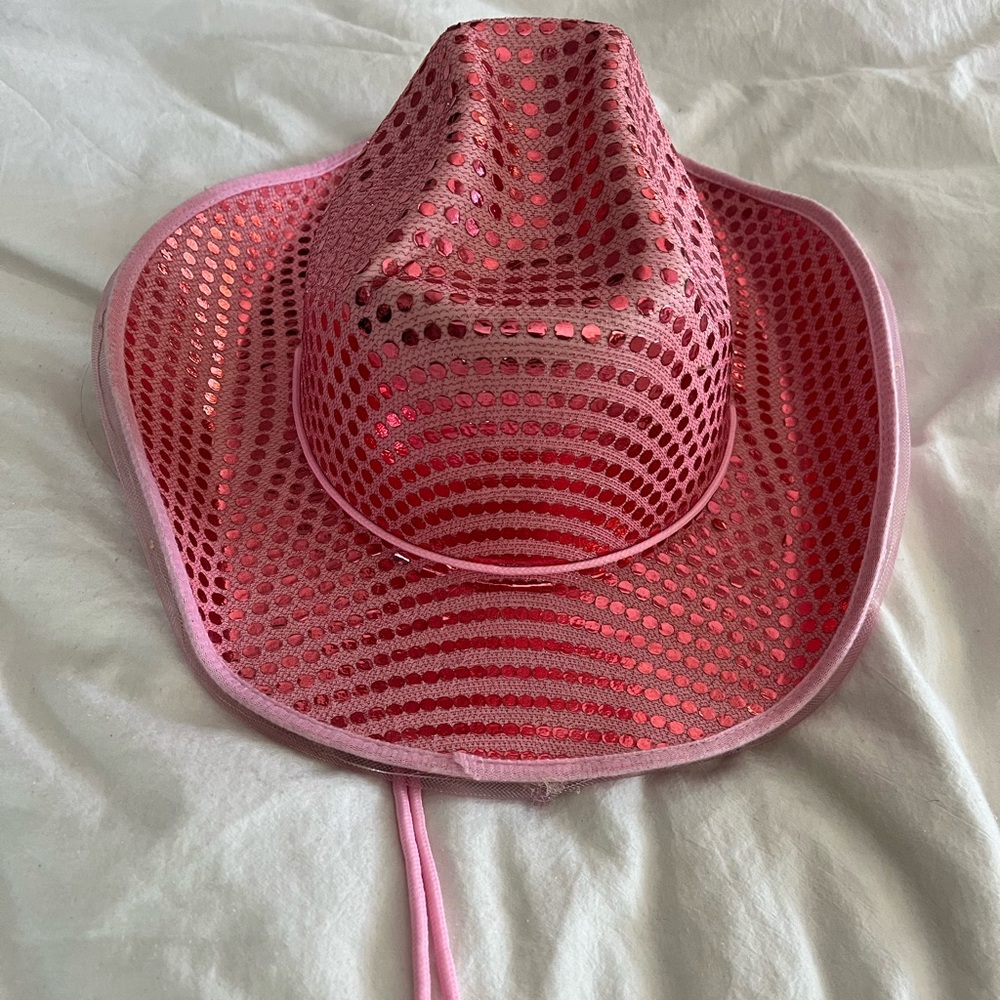 Pink sequin light up Cowboy Hat